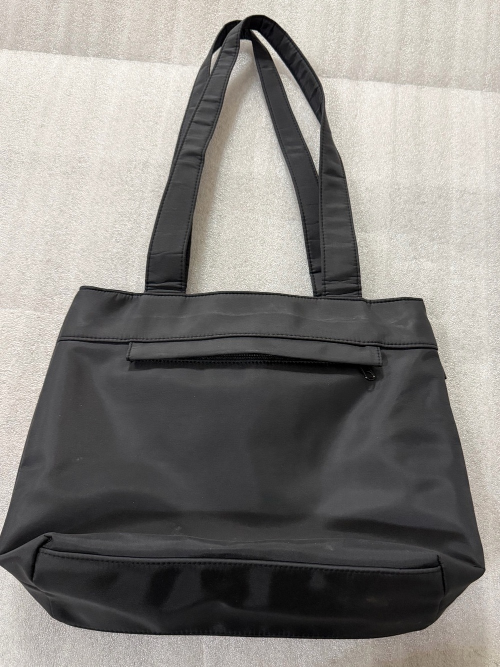 Everyday Black Tote with Front Zip Pocket — Women's Shoulder Bag